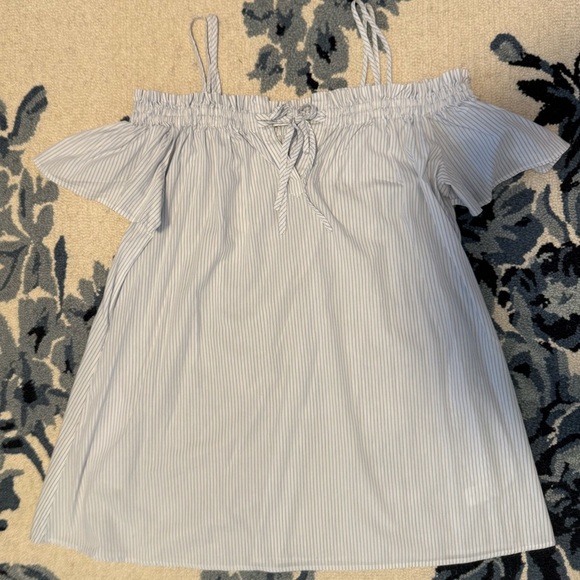 DO+BE Blue and white Striped Off-Shoulder dress size M - Picture 1 of 8